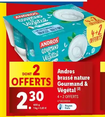 Lidl Andros brassé nature offre
