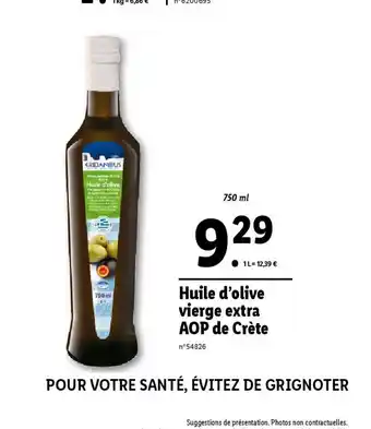 Lidl Huile d'olive vierge extra AOP de Crète offre