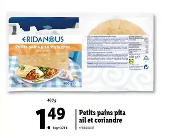 Lidl Petits pains pita style grec offre