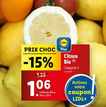 Lidl Citron Bio (5) Catégorie 2 offre