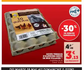 Super U OEUFS TERROIR D'ELEVEURS OEUFS DE NOS VILLAGES (1) offre