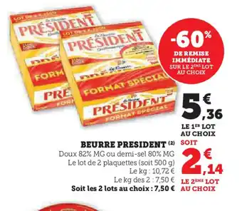 Super U BEURRE PRESIDENT offre