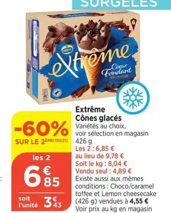 Bi1 Extrême Cônes glacés offre