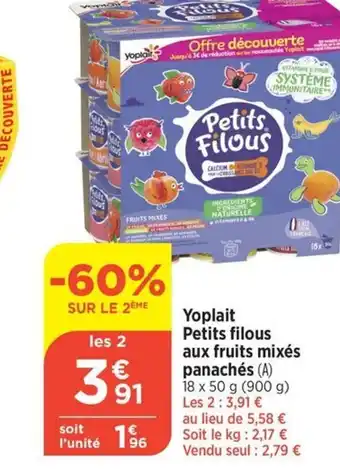 Bi1 Yoplait Petits filous aux fruits mixés panachés (A) offre