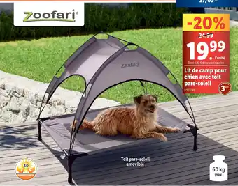 Lidl Lit de camp pour chien avec toit pare-soleil offre