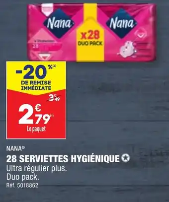 ALDI 28 SERVIETTES HYGIÉNIQUE offre