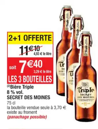 Cora x Carrefour Bière triple 8% vol. secret des moines offre