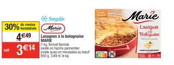 Cora x Carrefour Lasagnes à la bolognaise MARIE offre