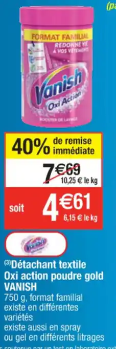 Cora x Carrefour Détachant tectile oxi action poudre gold VANISH offre