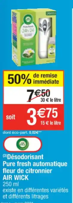 Désodorisant pure fresh automatique fleur de citronnier AIR WICK