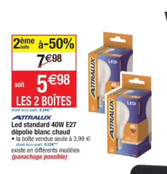Cora x Carrefour Led standard 40W E27 dépolie blanc chaud offre