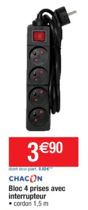 Cora x Carrefour Bloc 4 prises avec interrupteur offre