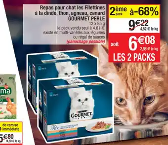 Cora x Carrefour Repas pour chat les filettines a la dinde, thon, agneau, canard GOURMET PERLE offre
