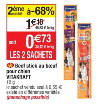 Cora x Carrefour Beef stick au bœuf pour chien VITAKRAFT offre