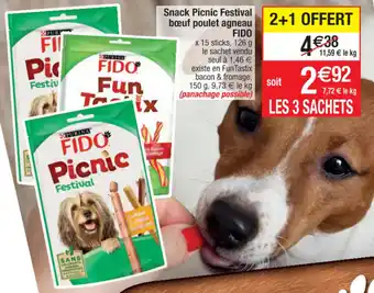 Cora x Carrefour Snack picnic festival bœuf poulet agneau FIDO offre