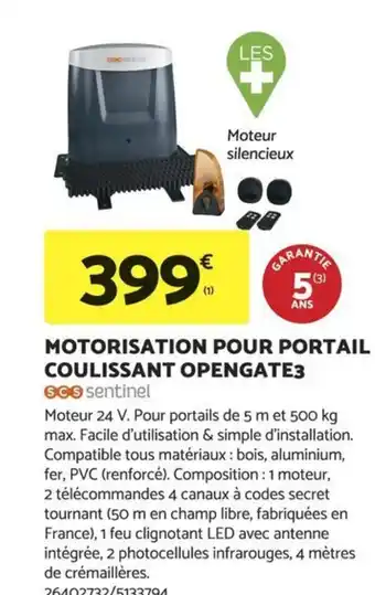 Bricomarché MOTORISATION POUR PORTAIL COULISSANT OPENGATE3 offre
