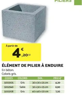 Bricomarché ÉLÉMENT DE PILIER À ENDUIRE offre