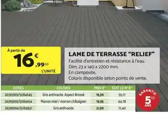 Bricomarché LAME DE TERRASSE “RELIEF” offre