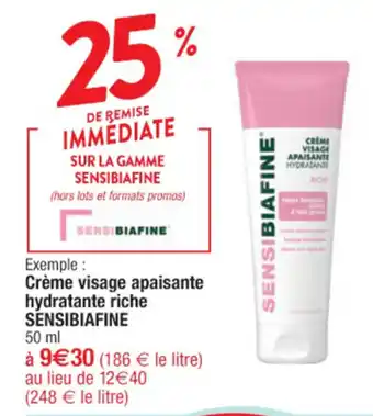 Cora x Carrefour Crème visage apaisante hydratante riche SENSIBIAFINE offre