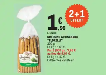 E.Leclerc GRESSINS ARTISANAUX "FLORELLI" offre