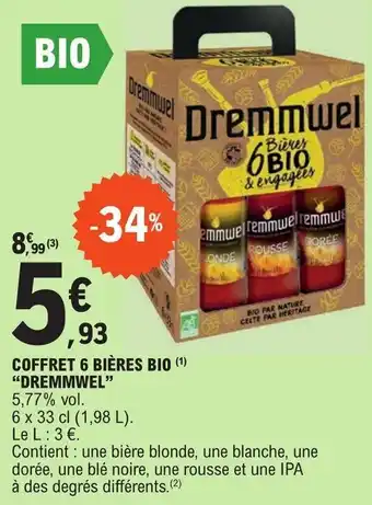 E.Leclerc COFFRET 6 BIÈRES BIO (1) "DREMMWEL❞ offre
