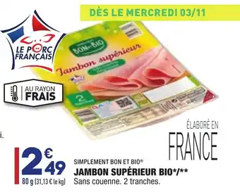 ALDI Jambon supérieur bio offre