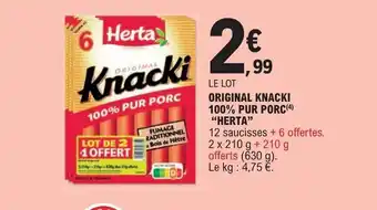 E.Leclerc ORIGINAL KNACKI 100% PUR PORC(4) "HERTA" offre