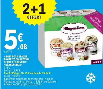 E.Leclerc 4 MINI POTS GLACÉS FAVORITE COLLECTION OFFRE DÉCOUVERTE "HÄAGEN-DAZS" offre