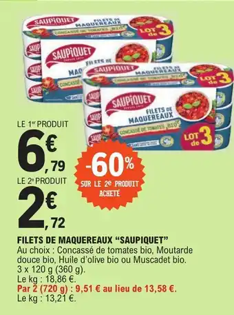 E.Leclerc FILETS DE MAQUEREAUX "SAUPIQUET" offre