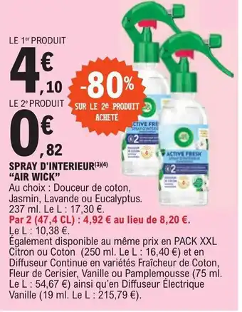 E.Leclerc SPRAY D'INTERIEUR(3)(4) "AIR WICK" offre