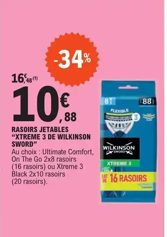 E.Leclerc RASOIRS JETABLES "XTREME 3 DE WILKINSON SWORD" offre