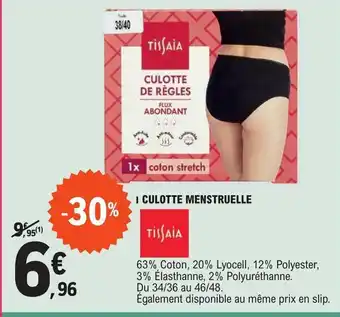 E.Leclerc CULOTTE MENSTRUELLE offre