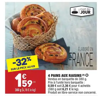 ALDI 4 Pains aux raisins offre
