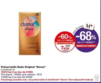 Monoprix Préservatifs Nude Original "Durex" offre