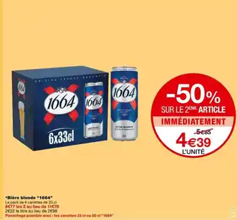 Monoprix *Bière blonde "1664" offre