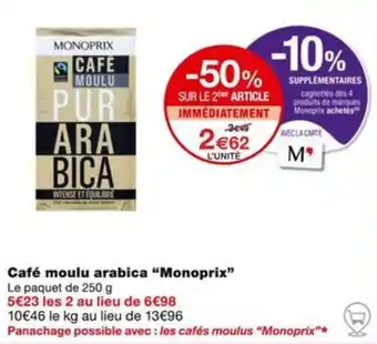 Monoprix Café moulu arabica "Monoprix" offre