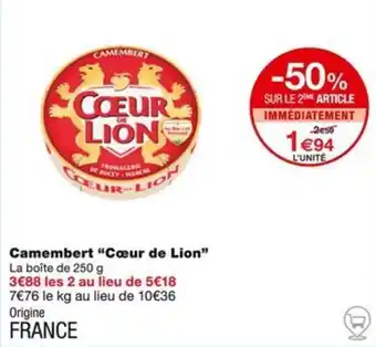 Monoprix Camembert "Cœur de Lion" offre