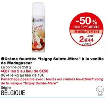 Monoprix ●Crème fouettée "Isigny Sainte-Mère" à la vanille de Madagascar offre