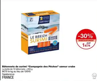 Monoprix Bâtonnets de surimi "Compagnie des Pêches" saveur crabe offre