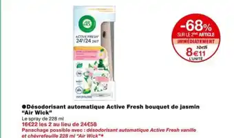 Monoprix ●Désodorisant automatique Active Fresh bouquet de jasmin "Air Wick" offre