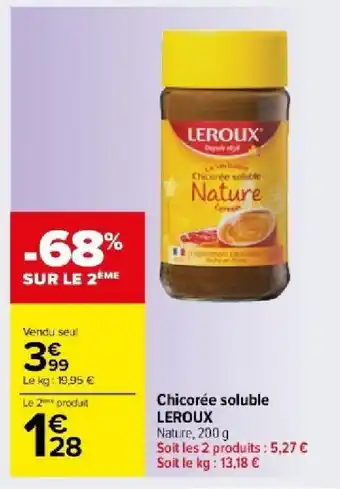 Carrefour Market Chicorée soluble LEROUX offre