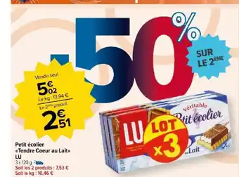 Carrefour Market Petit écolier «Tendre Coeur au Lait>> LU offre