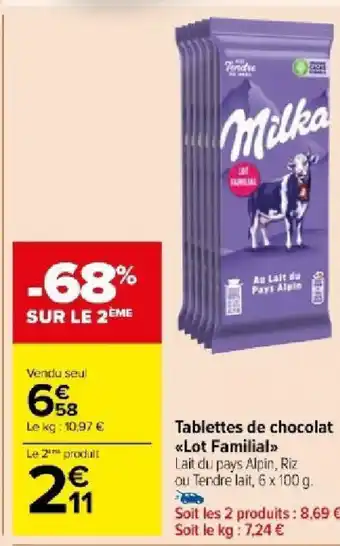 Carrefour Market Tablettes de chocolat offre