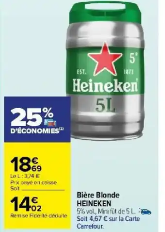 Carrefour Market Bière Blonde HEINEKEN offre