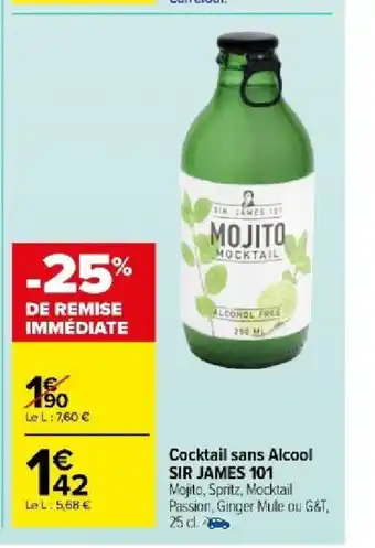 Carrefour Market Cocktail sans Alcool SIR JAMES 101 offre