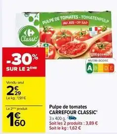 Carrefour Drive Carrefour - pulpe de tomates classic offre
