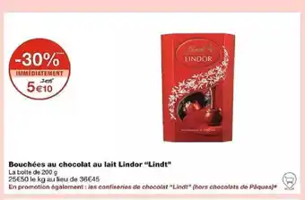 Bouchées au chocolat au lait Lindor "Lindt"