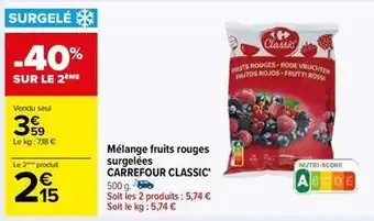 Carrefour Drive Carrefour - mélange fruits rouges surgelées classic' offre
