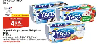 Cora x Carrefour YAOS Le yaourt à la grecque sur lit de pêches offre