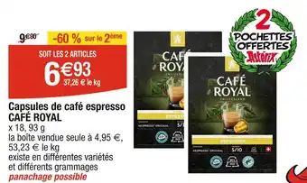 Cora x Carrefour CAFÉ ROYAL Capsules de café espresso offre